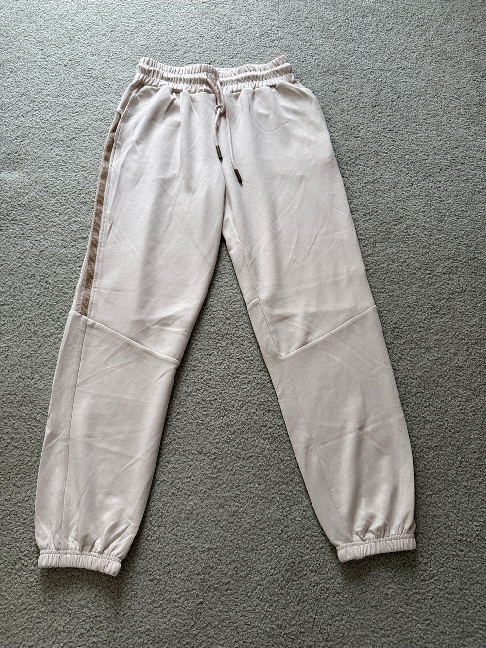 Women’s Neutral Beige Joggers with Side Stripe